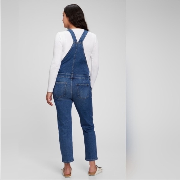 GAP White Maternity Denim Overalls with Washwell - Size Large 💛 - Picture 2 of 6